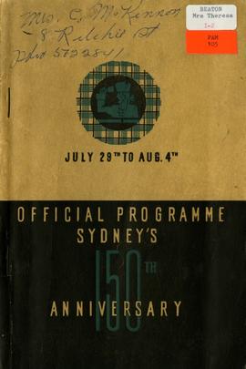 Sydney's 150th Anniversary July 29th to Aug. 4th 1935: Official Souvenir Program